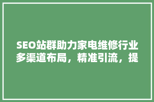 SEO站群助力家电维修行业多渠道布局，精准引流，提升企业竞争力