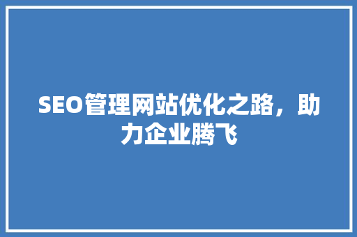 SEO管理网站优化之路，助力企业腾飞  第1张
