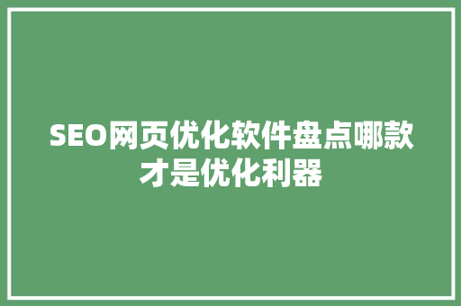 SEO网页优化软件盘点哪款才是优化利器