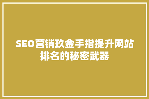 SEO营销玖金手指提升网站排名的秘密武器  第1张