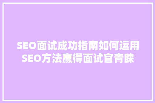 SEO面试成功指南如何运用SEO方法赢得面试官青睐