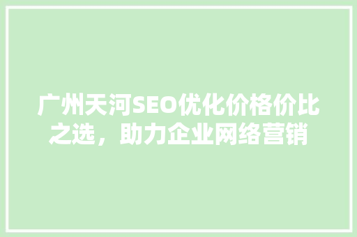 广州天河SEO优化价格价比之选，助力企业网络营销