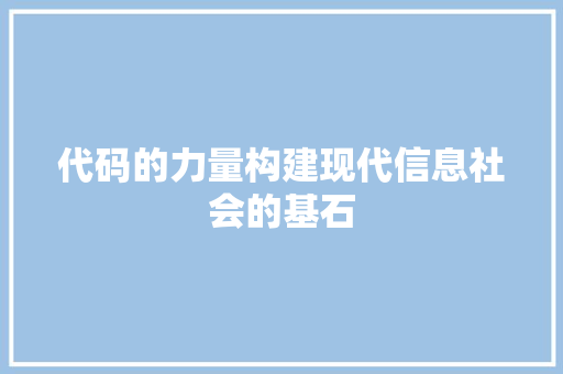 代码的力量构建现代信息社会的基石