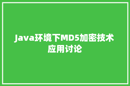 Java环境下MD5加密技术应用讨论