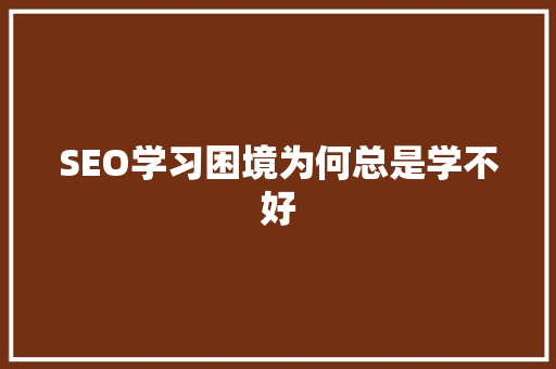 SEO学习困境为何总是学不好
