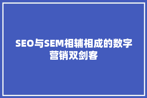 SEO与SEM相辅相成的数字营销双剑客