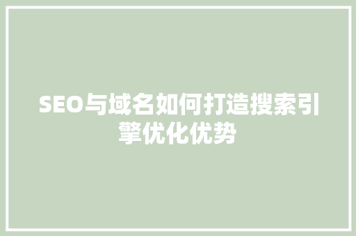 SEO与域名如何打造搜索引擎优化优势  第1张