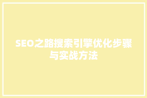 SEO之路搜索引擎优化步骤与实战方法