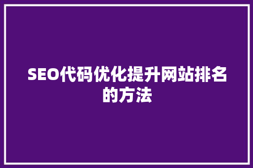 SEO代码优化提升网站排名的方法
