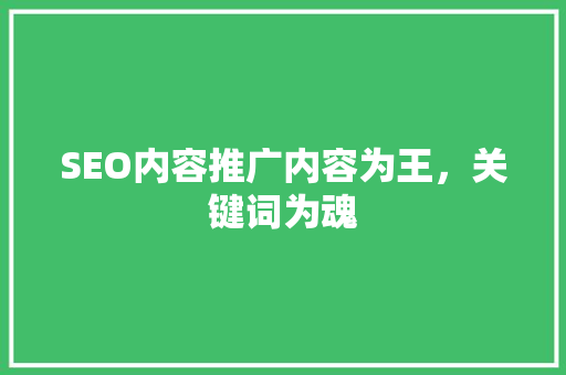 SEO内容推广内容为王，关键词为魂  第1张