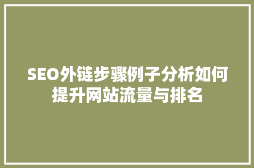 SEO外链步骤例子分析如何提升网站流量与排名