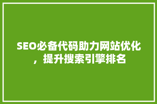 SEO必备代码助力网站优化，提升搜索引擎排名
