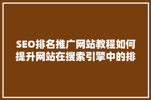 SEO排名推广网站教程如何提升网站在搜索引擎中的排名  第1张