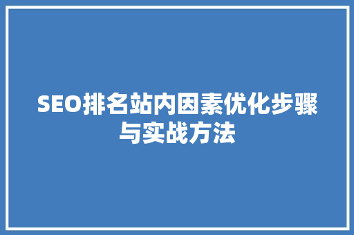 SEO排名站内因素优化步骤与实战方法
