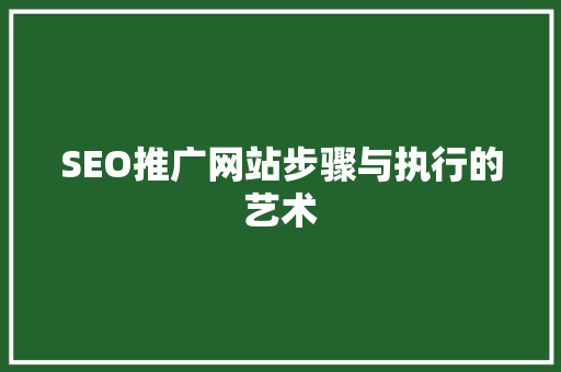 SEO推广网站步骤与执行的艺术