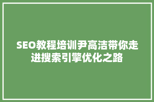 SEO教程培训尹高洁带你走进搜索引擎优化之路