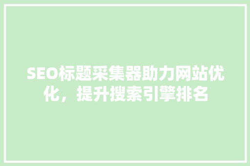 SEO标题采集器助力网站优化，提升搜索引擎排名