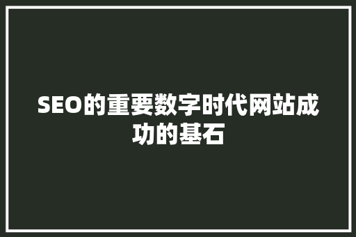 SEO的重要数字时代网站成功的基石