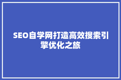 SEO自学网打造高效搜索引擎优化之旅