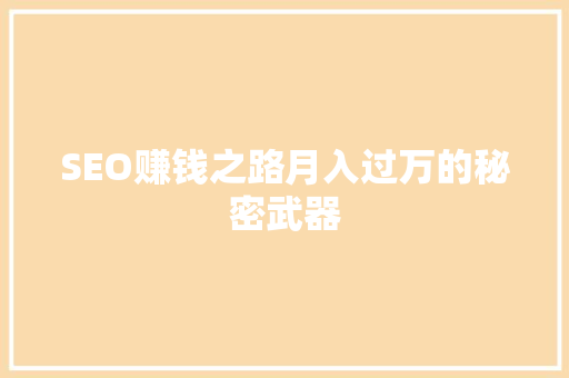 SEO赚钱之路月入过万的秘密武器