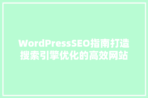 WordPressSEO指南打造搜索引擎优化的高效网站