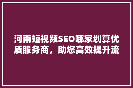 河南短视频SEO哪家划算优质服务商，助您高效提升流量