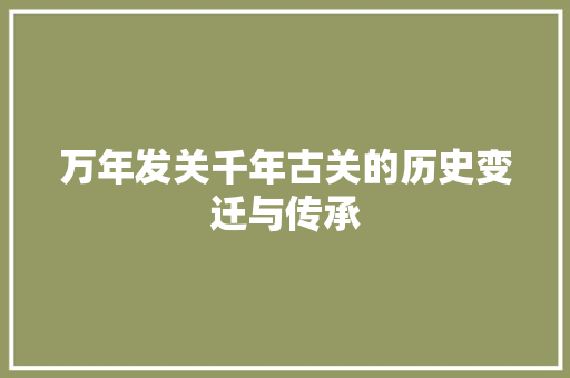 万年发关千年古关的历史变迁与传承