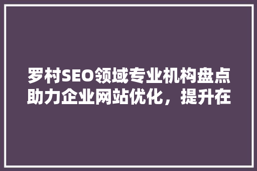 罗村SEO领域专业机构盘点助力企业网站优化，提升在线竞争力