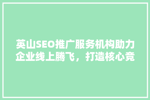 英山SEO推广服务机构助力企业线上腾飞，打造核心竞争力