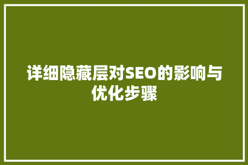 详细隐藏层对SEO的影响与优化步骤