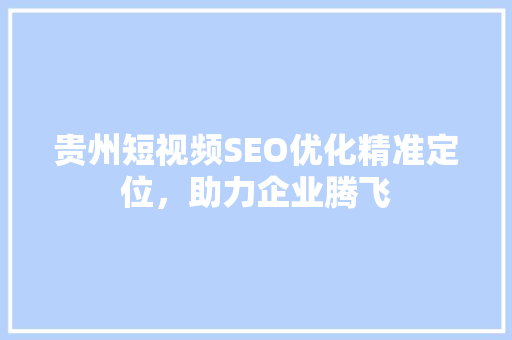 贵州短视频SEO优化精准定位，助力企业腾飞
