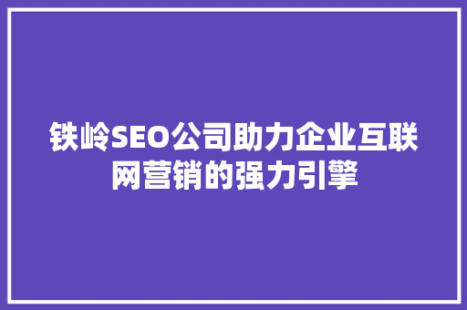 铁岭SEO公司助力企业互联网营销的强力引擎