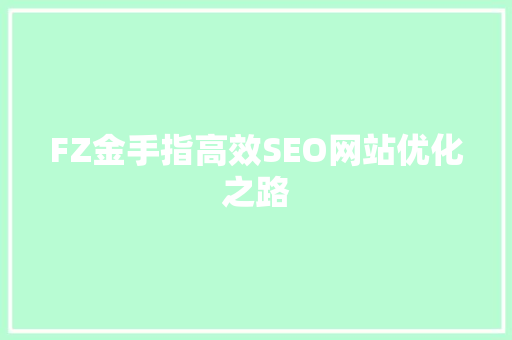 FZ金手指高效SEO网站优化之路