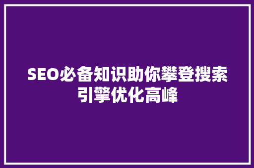 SEO必备知识助你攀登搜索引擎优化高峰