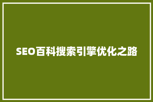 SEO百科搜索引擎优化之路  第1张