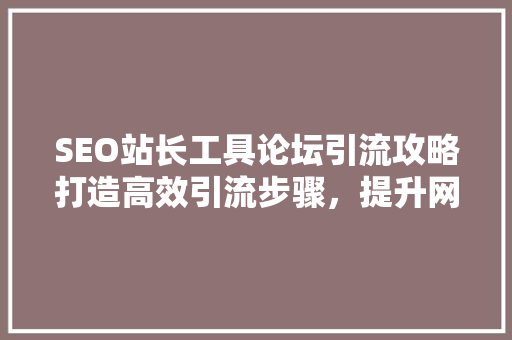 SEO站长工具论坛引流攻略打造高效引流步骤，提升网站流量  第1张