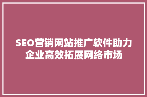 SEO营销网站推广软件助力企业高效拓展网络市场
