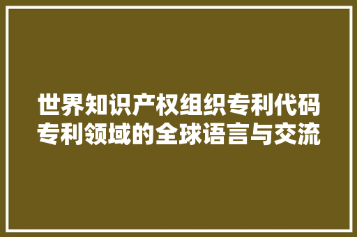 世界知识产权组织专利代码专利领域的全球语言与交流桥梁