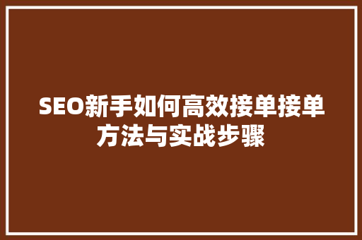 SEO新手如何高效接单接单方法与实战步骤