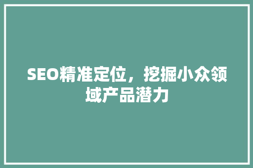 SEO精准定位，挖掘小众领域产品潜力