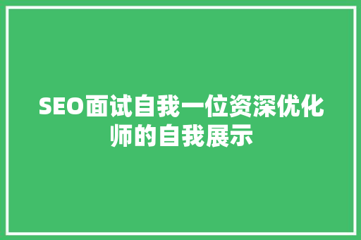SEO面试自我一位资深优化师的自我展示