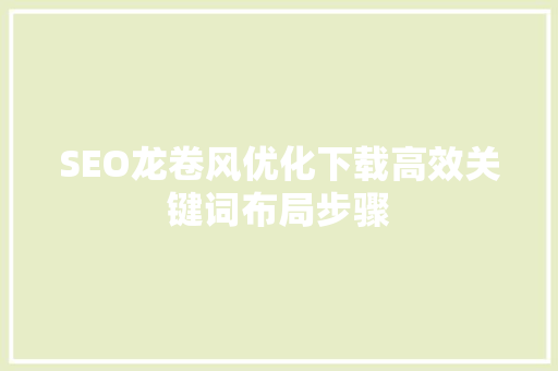SEO龙卷风优化下载高效关键词布局步骤