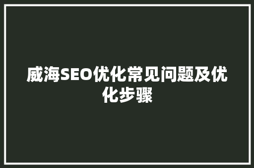 威海SEO优化常见问题及优化步骤