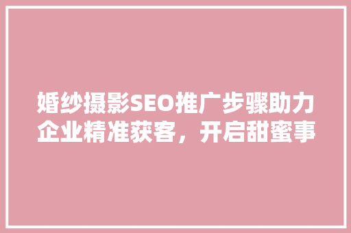 婚纱摄影SEO推广步骤助力企业精准获客，开启甜蜜事业新篇章