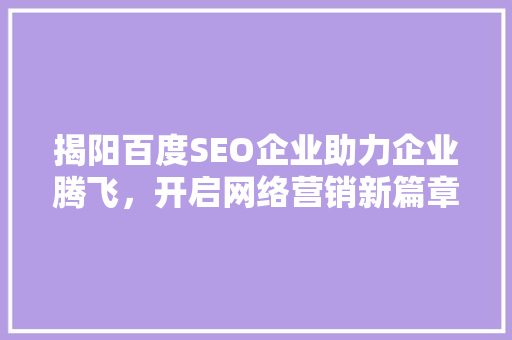 揭阳百度SEO企业助力企业腾飞，开启网络营销新篇章