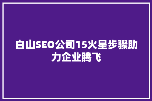 白山SEO公司15火星步骤助力企业腾飞