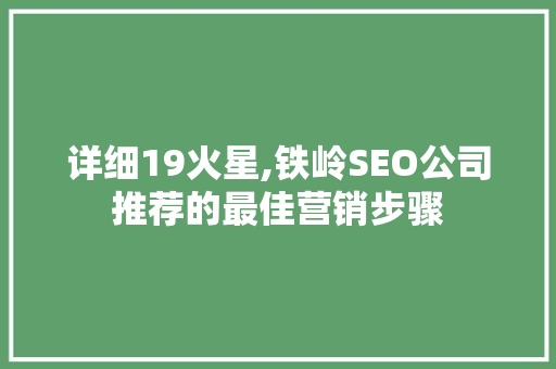 详细19火星,铁岭SEO公司推荐的最佳营销步骤