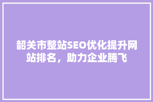 韶关市整站SEO优化提升网站排名，助力企业腾飞