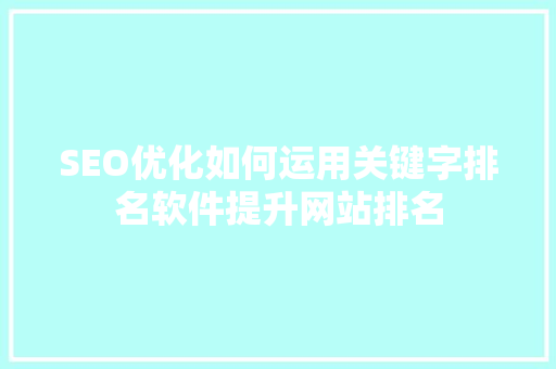 SEO优化如何运用关键字排名软件提升网站排名