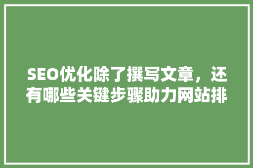 SEO优化除了撰写文章，还有哪些关键步骤助力网站排名
